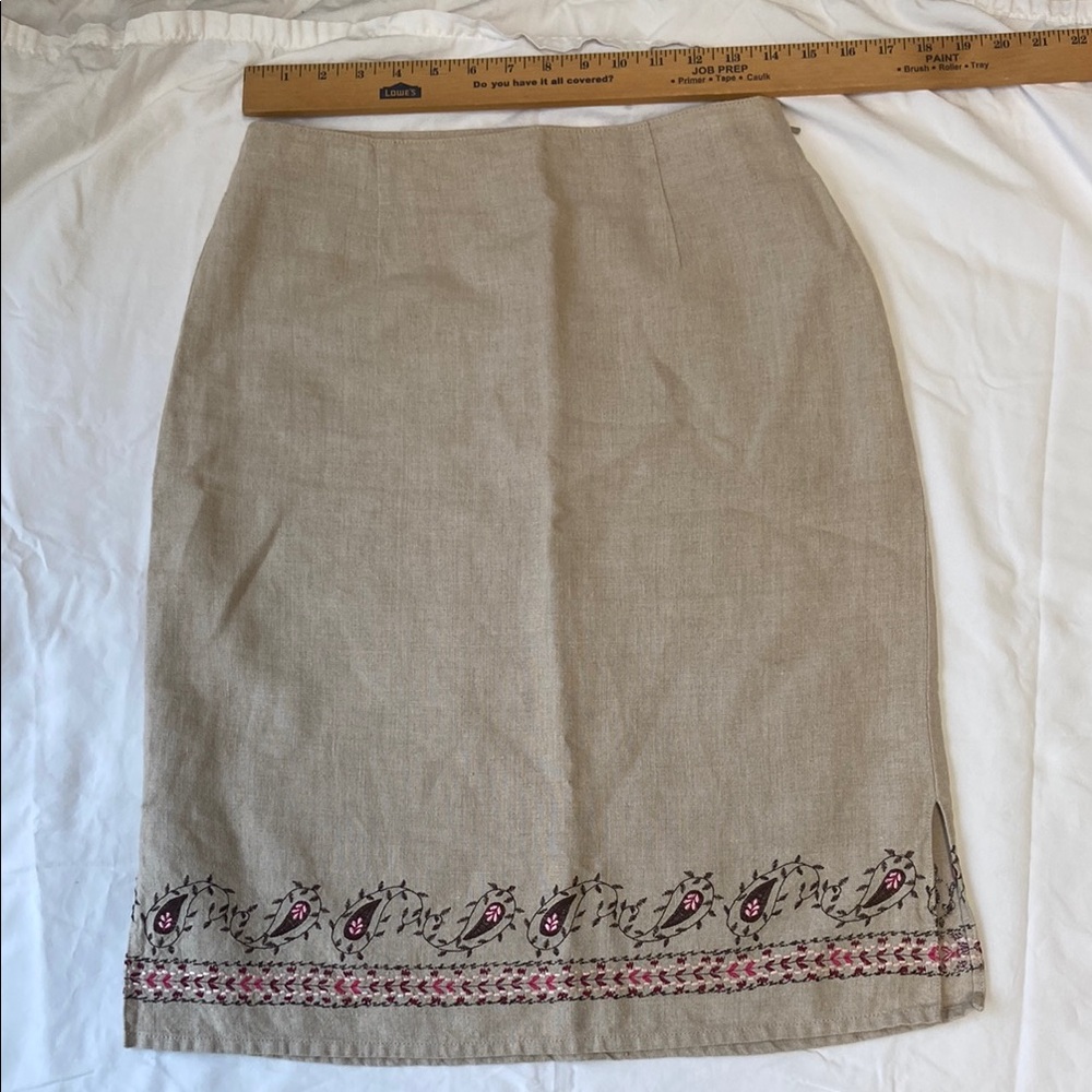 Ann Taylor Tan Red Pencil Skirt Knee-Length Casual